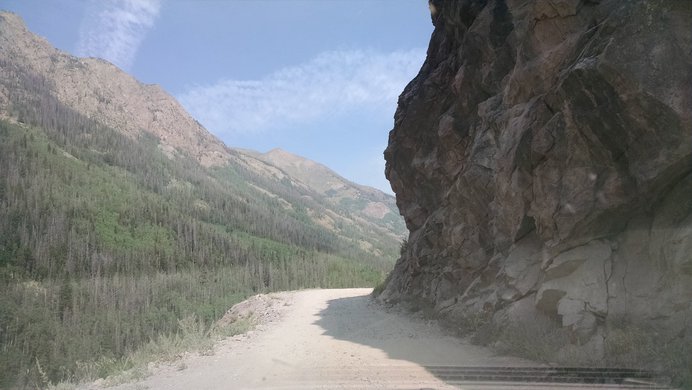 A precarious corner on County Road 30 outside Lake City where the road turns into a cliff-side shelf